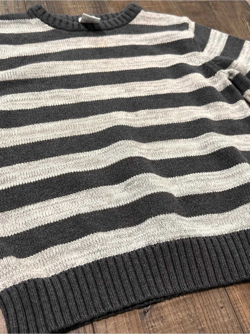 Gymboree Boys Gray Striped Pullover Sweater Size S 5-6 Cotton